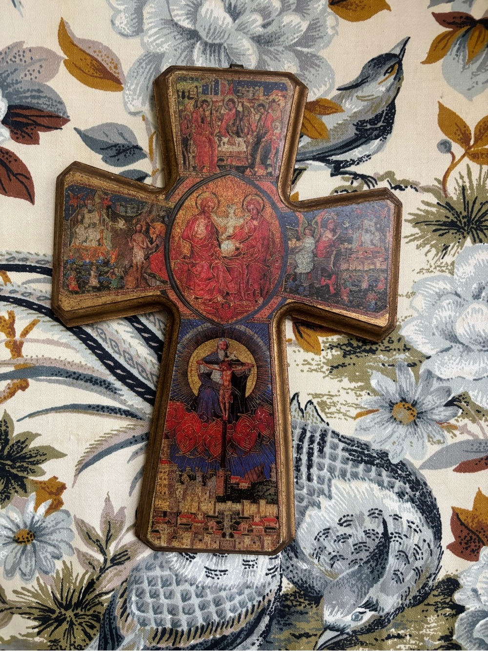 Decoupage on Pine Wood ~ Religious Cross Wall Hanging